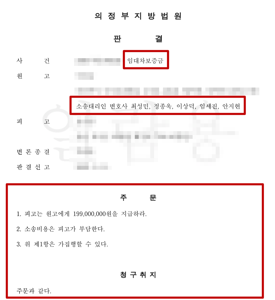 갭투자 임대인 보증금 전액 승소 판결문