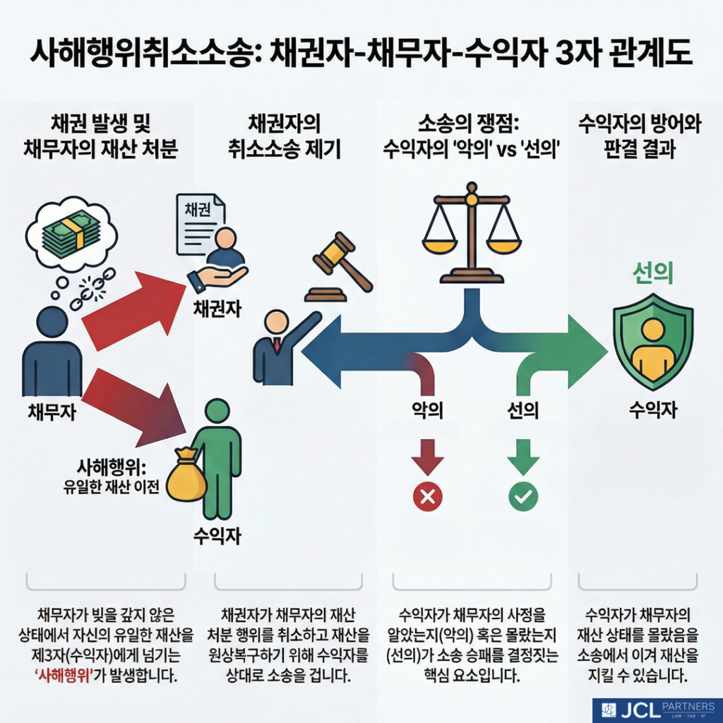 사해행위 취소소송 진행 관계 이미지