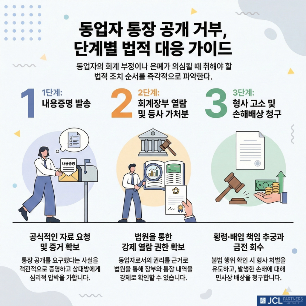 동업자 통장 공개 거부, 단계별 법적 대응 가이드