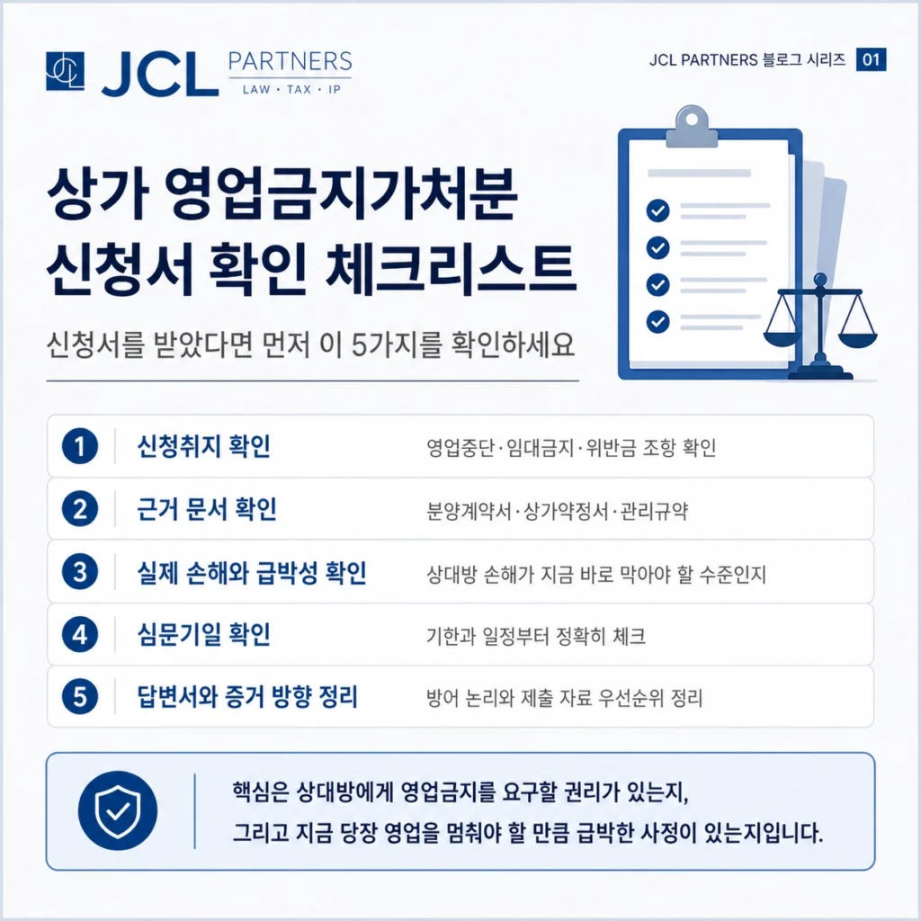 상가 영업금지가처분 신청서 확인 체크리스트