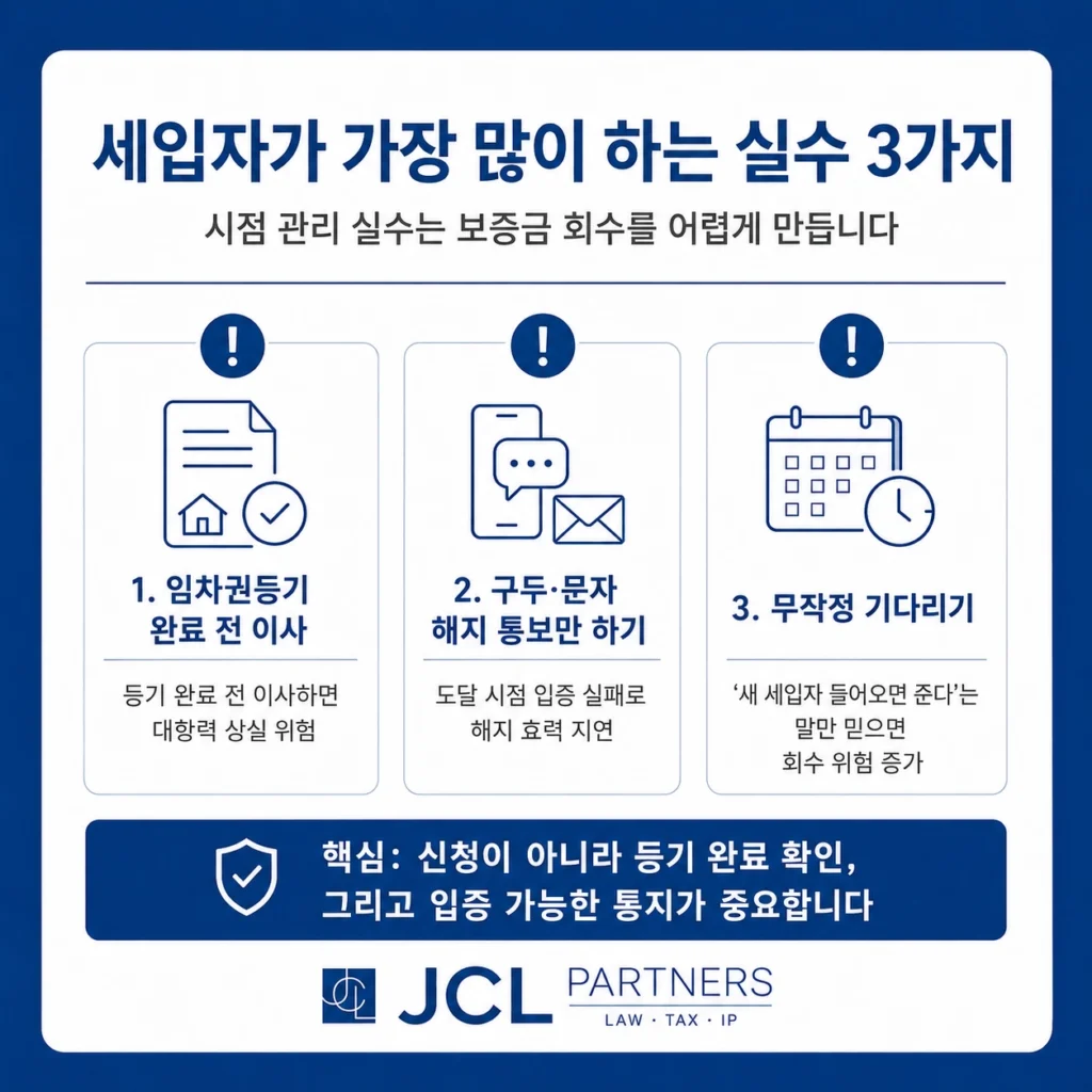 전세보증금 반환 세입자 실수 3가지 임차권등기 구두통보 무작정대기